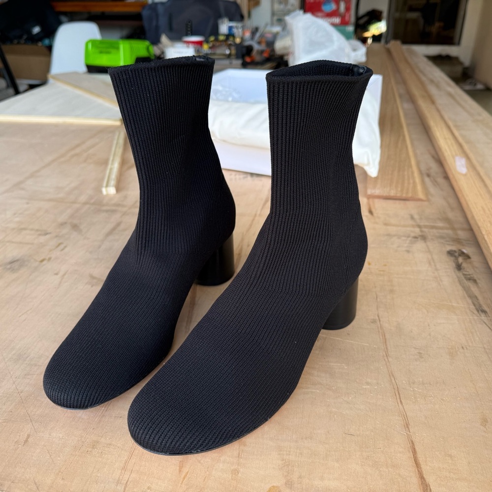 Vince Black Heeled Sock Ankle Boots